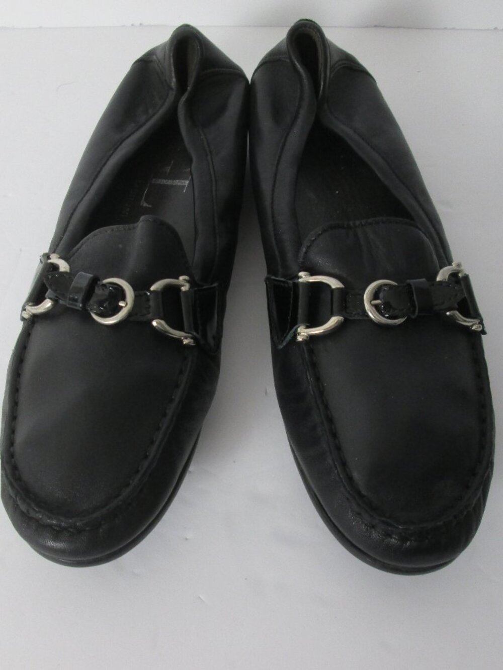 AGL Horsebit Buckle Loafers Black Leather Flats Italy Women's 41 1/2 -US Size 11
